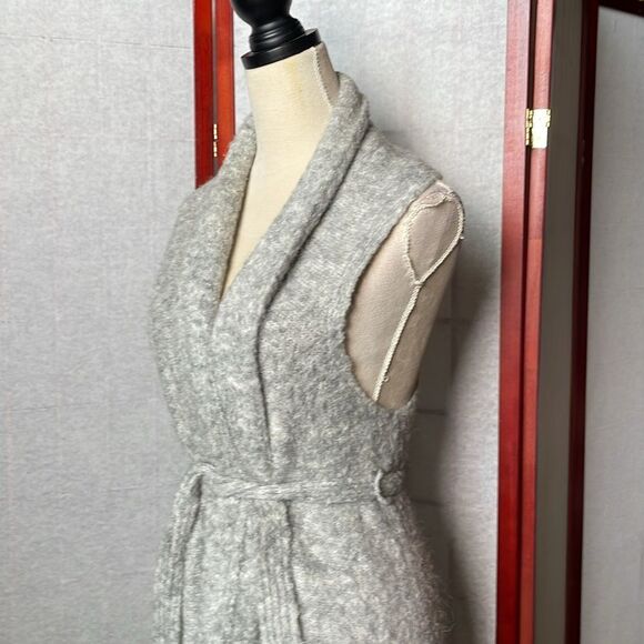 Lou & Grey Wool Blend Long Grey Sweater Vest/Duster w/Slits & Pockets (Small) - Picture 6 of 14